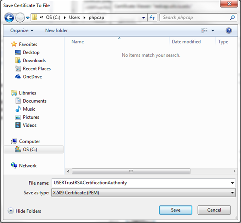 Save Certificate to File